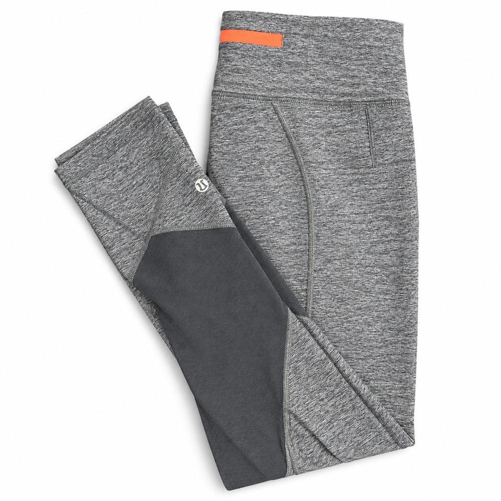 Lululemon Run Inspire Crop II Leggings Heathered Black Women's Size 4